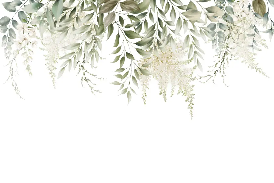 Fototapetes Ziedu rāmis ar akvareļu zaļumiem u94197