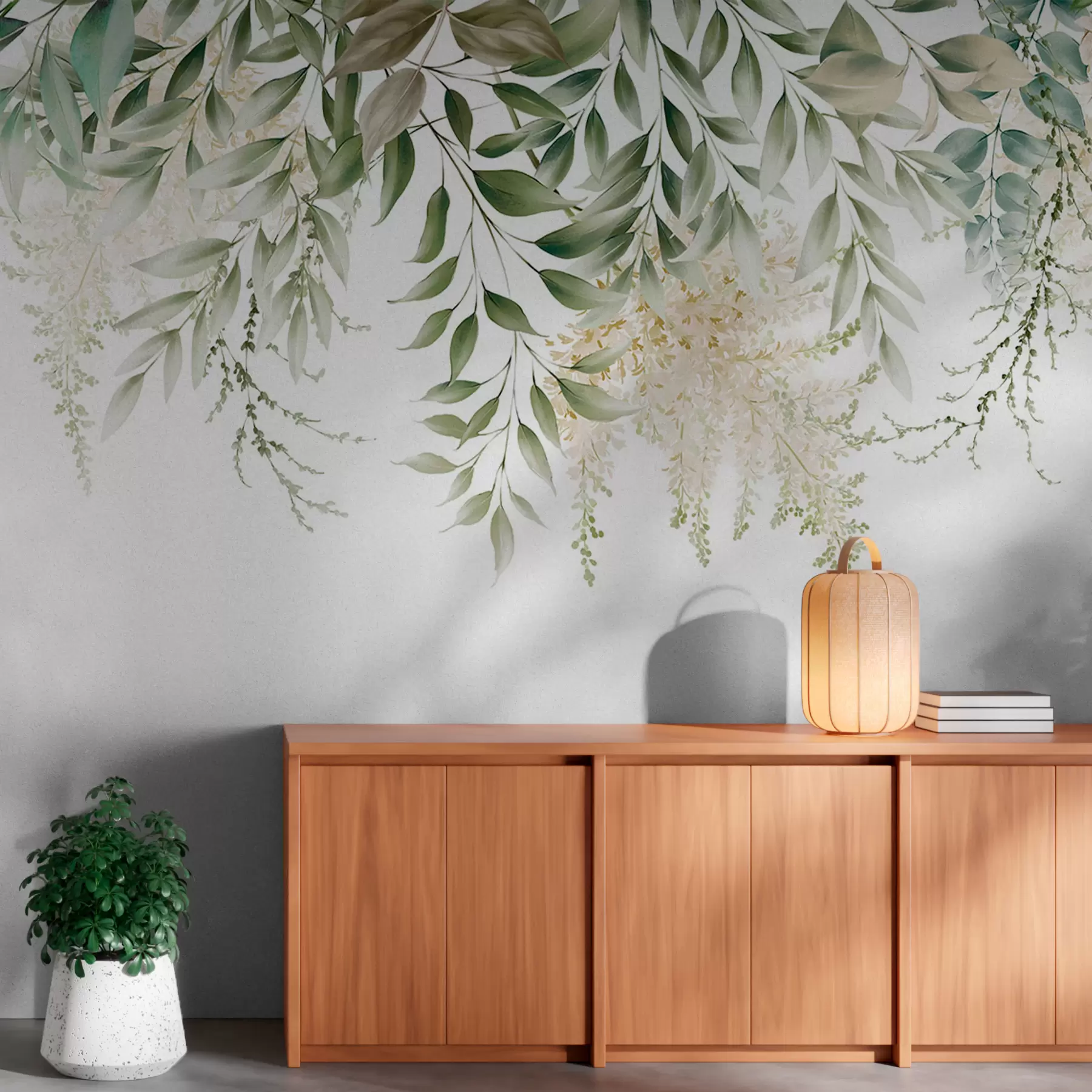 Fototapetes Ziedu rāmis ar akvareļu zaļumiem u94197