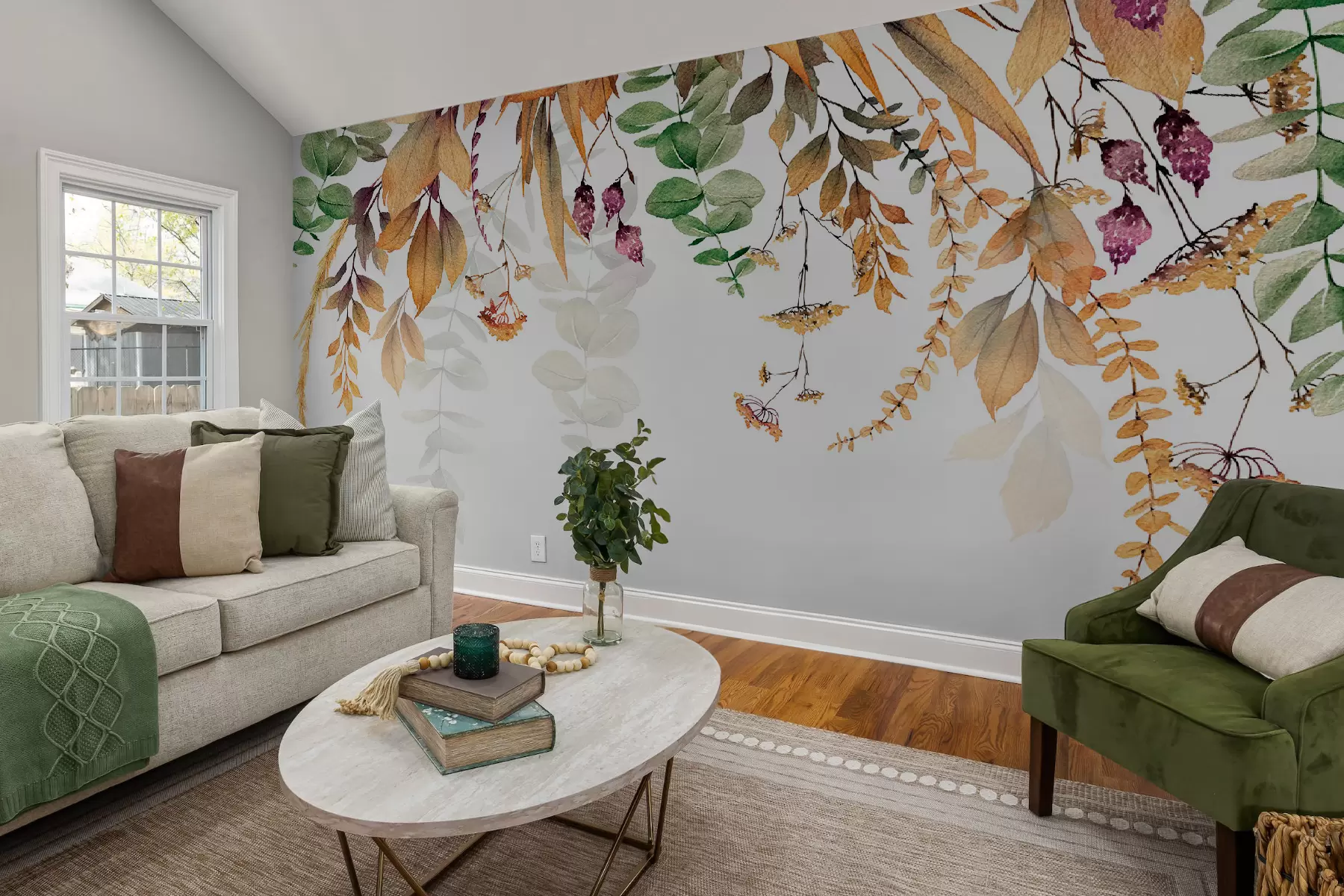 Fototapetes Ziedu rāmis ar rudens lapām u94198