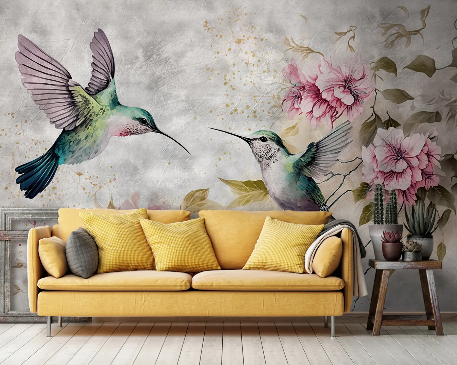 Fototapetes Akvareļu kolibri uz zara u93994