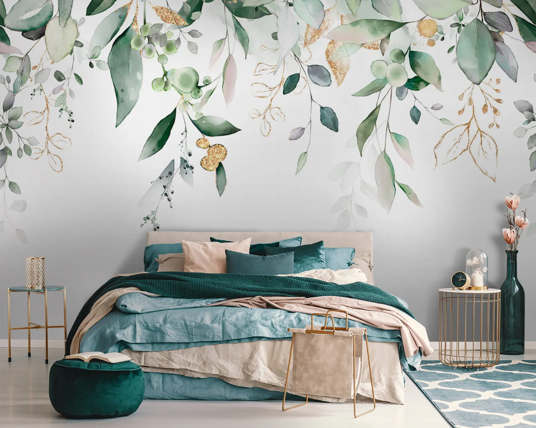 Fototapetes Piekarinātas eikalipta lapas uz balta fona u95506