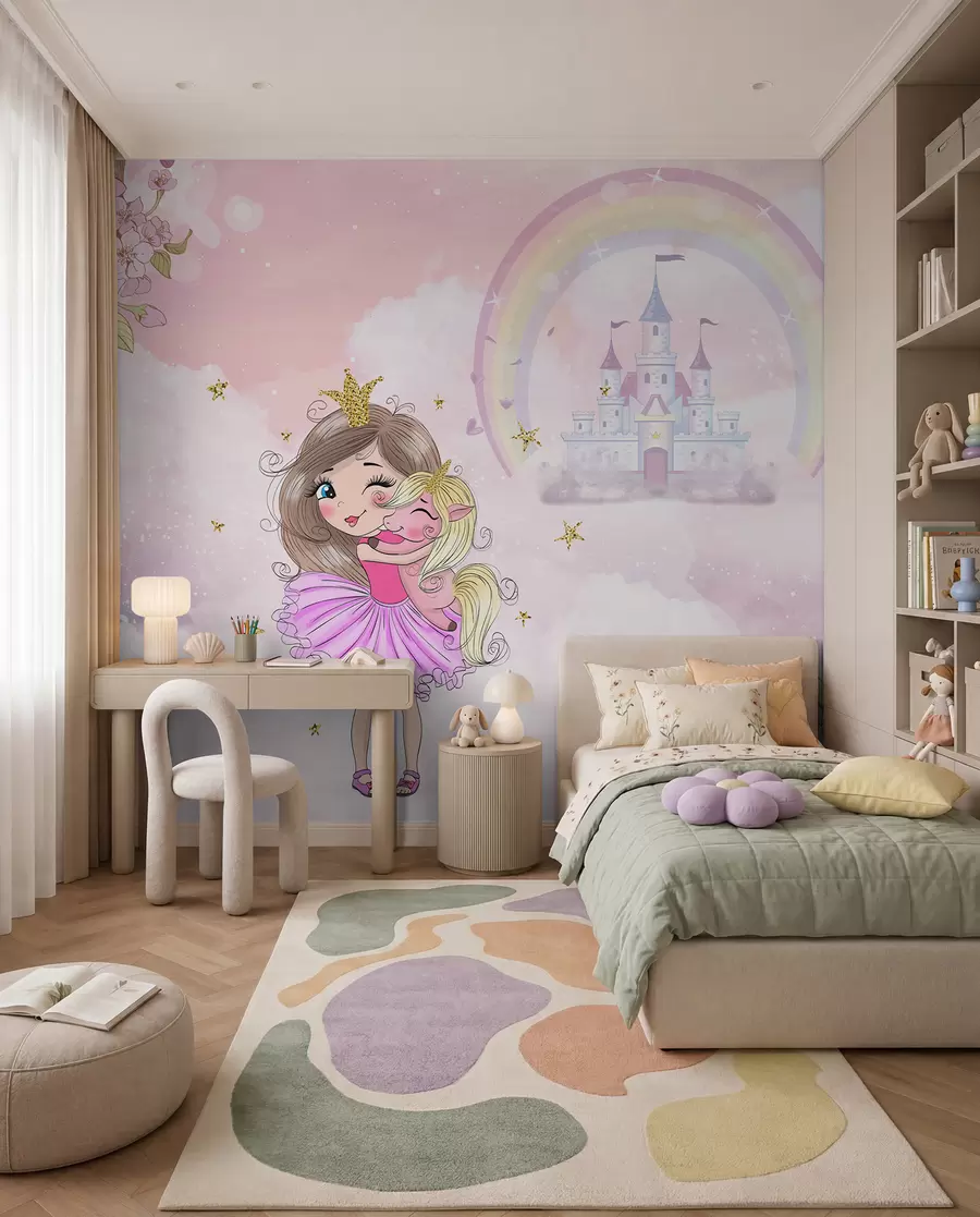 Fototapetes Princese un viņas vienradzis u95401