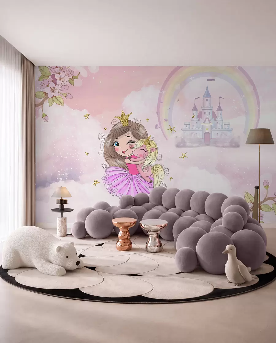 Fototapetes Princese un viņas vienradzis u95401