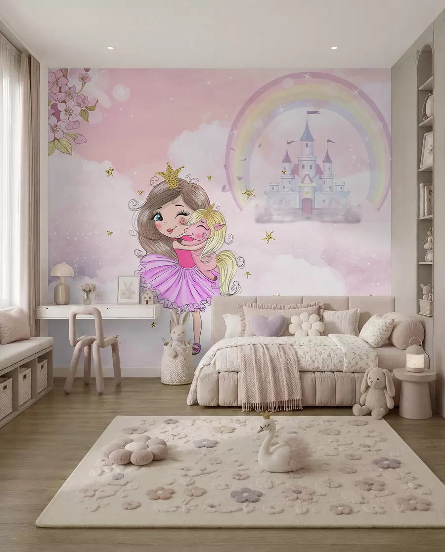 Fototapetes Princese un viņas vienradzis u95401