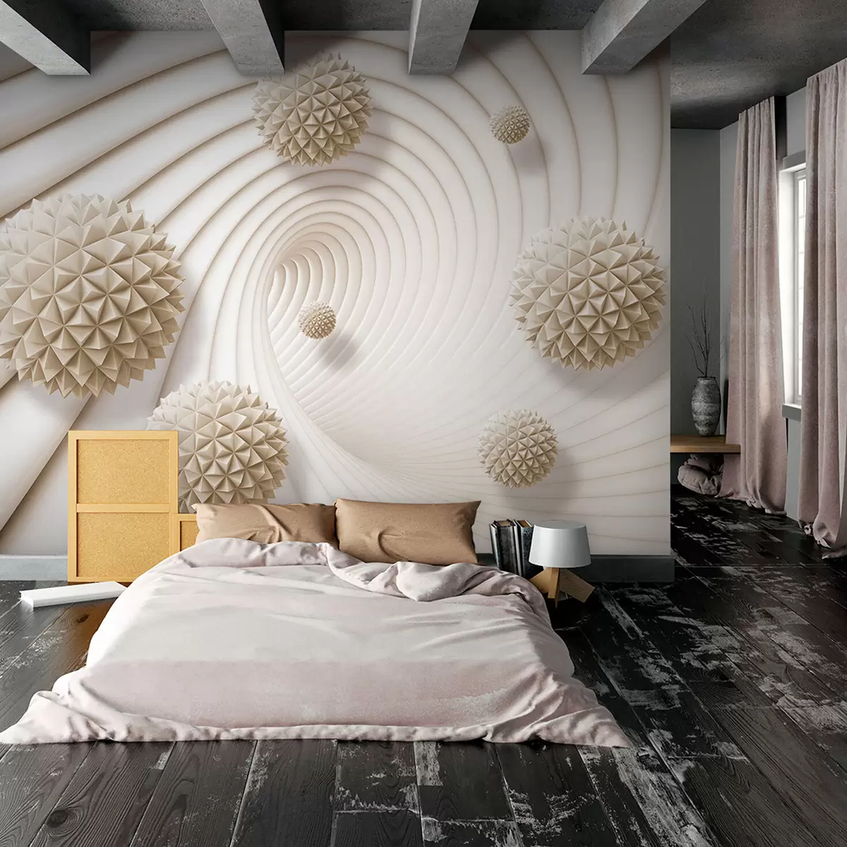 Fototapetes 3D grafiskās bumbiņas tunelī u95440