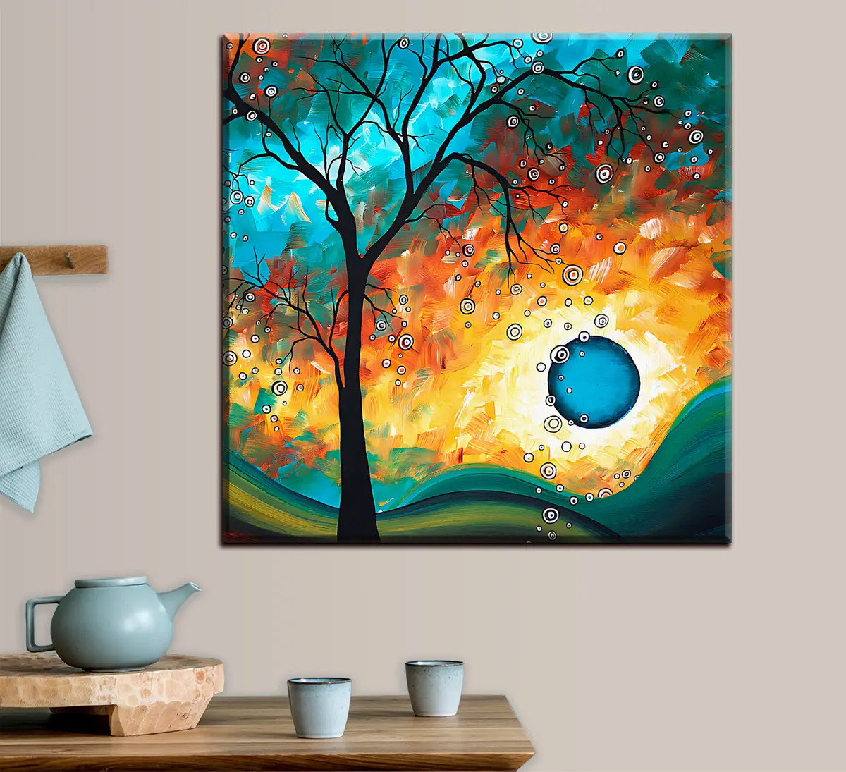 Glezna Gaisma, daba un šķidrums s34434