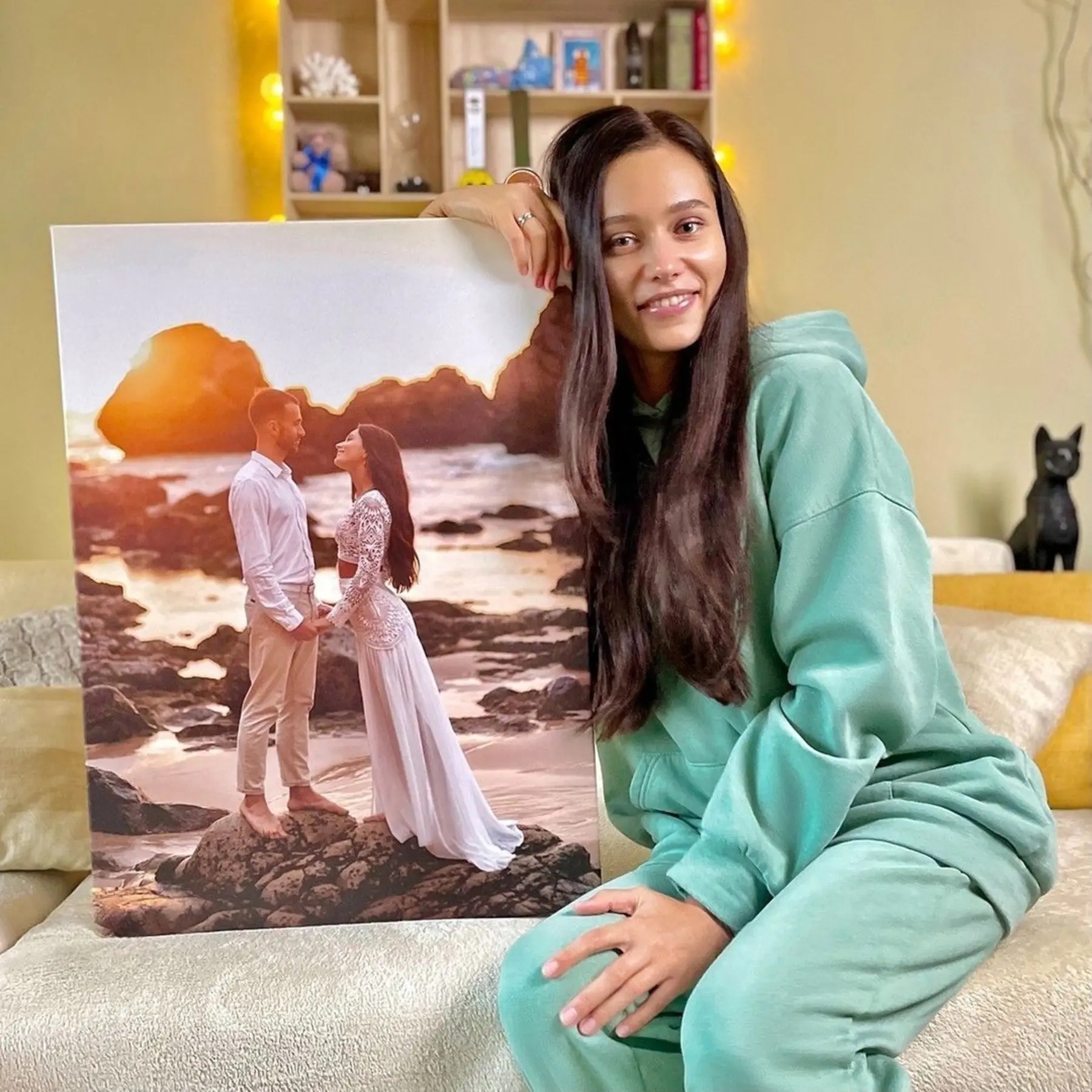 Glezna Smaids, laimīgs un attēla rāmis s34657