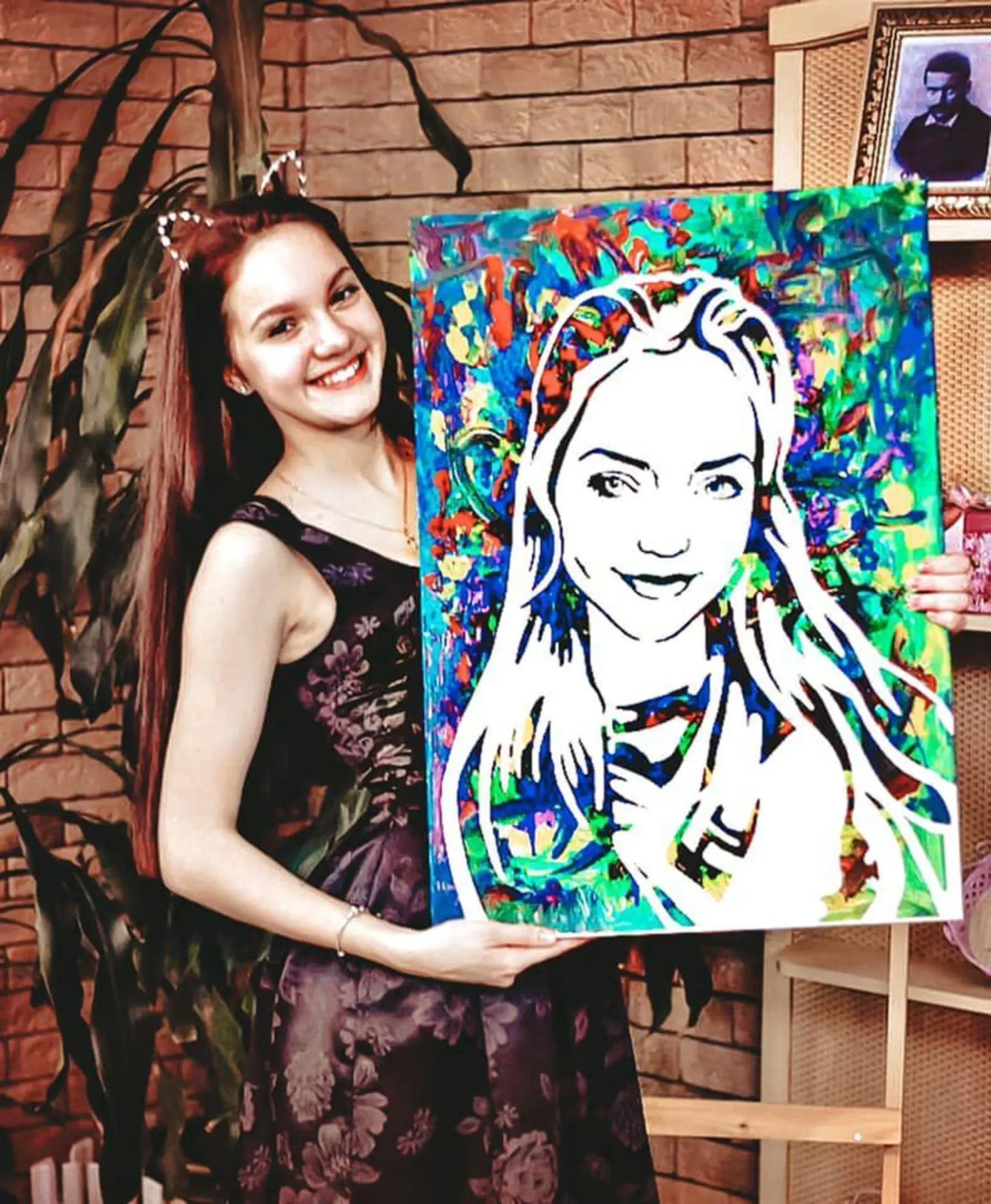 Glezna Smaids, frizūra un sejas izteiksme s34681