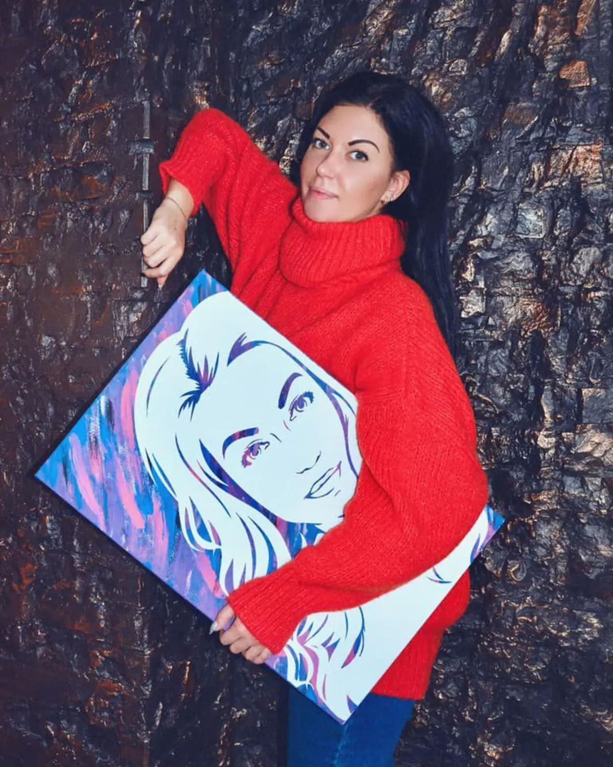 Glezna Acs, zila un zilgana s34682