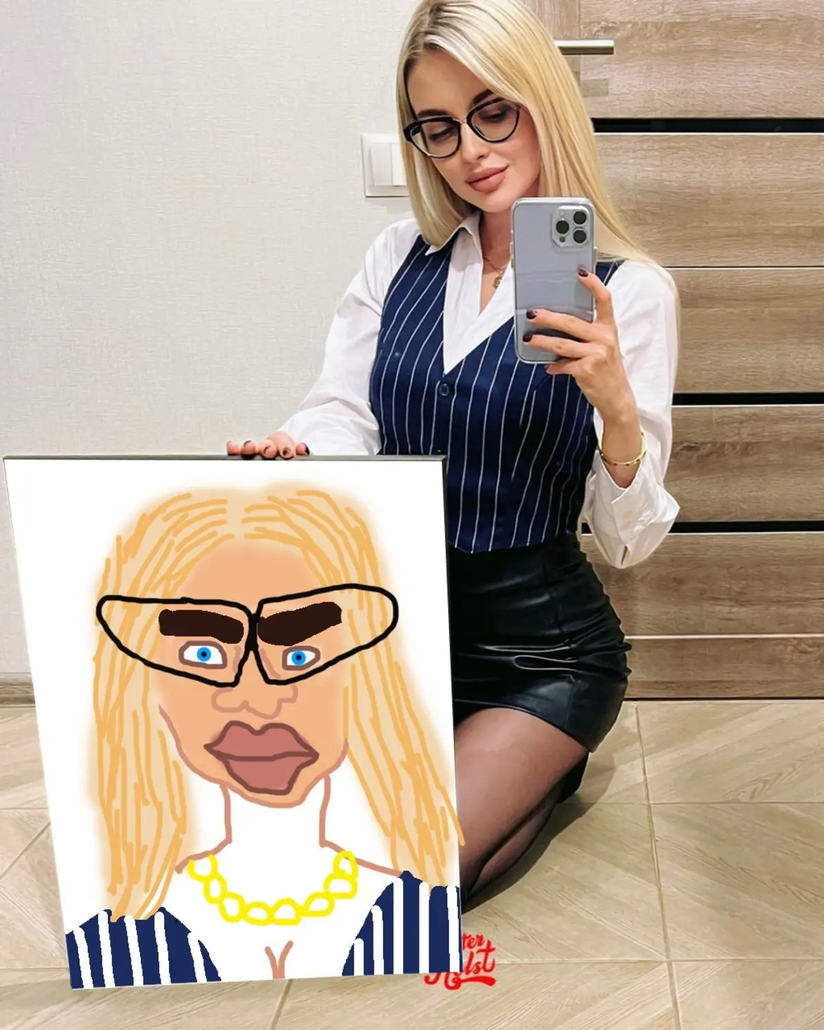 Glezna Mati, brilles un frizūra s34687