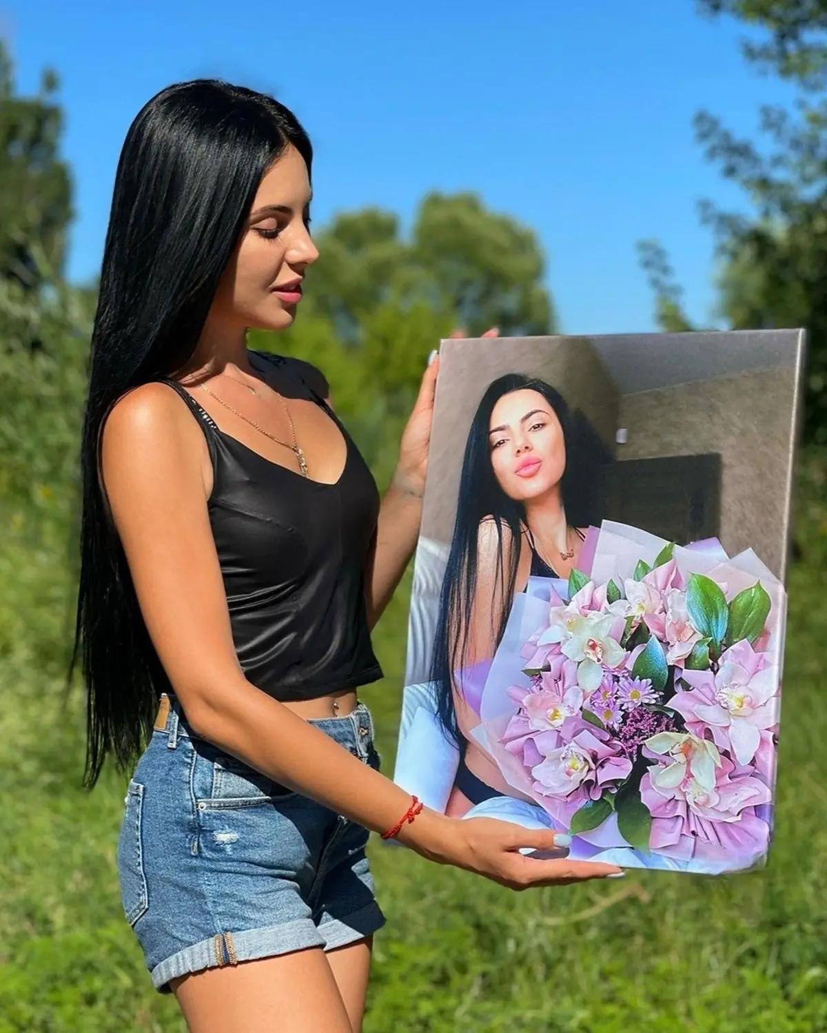 Glezna Debesis, augi un cilvēki dabā s34708