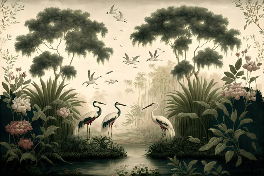 Fototapetes Putni lietus mežā u95653