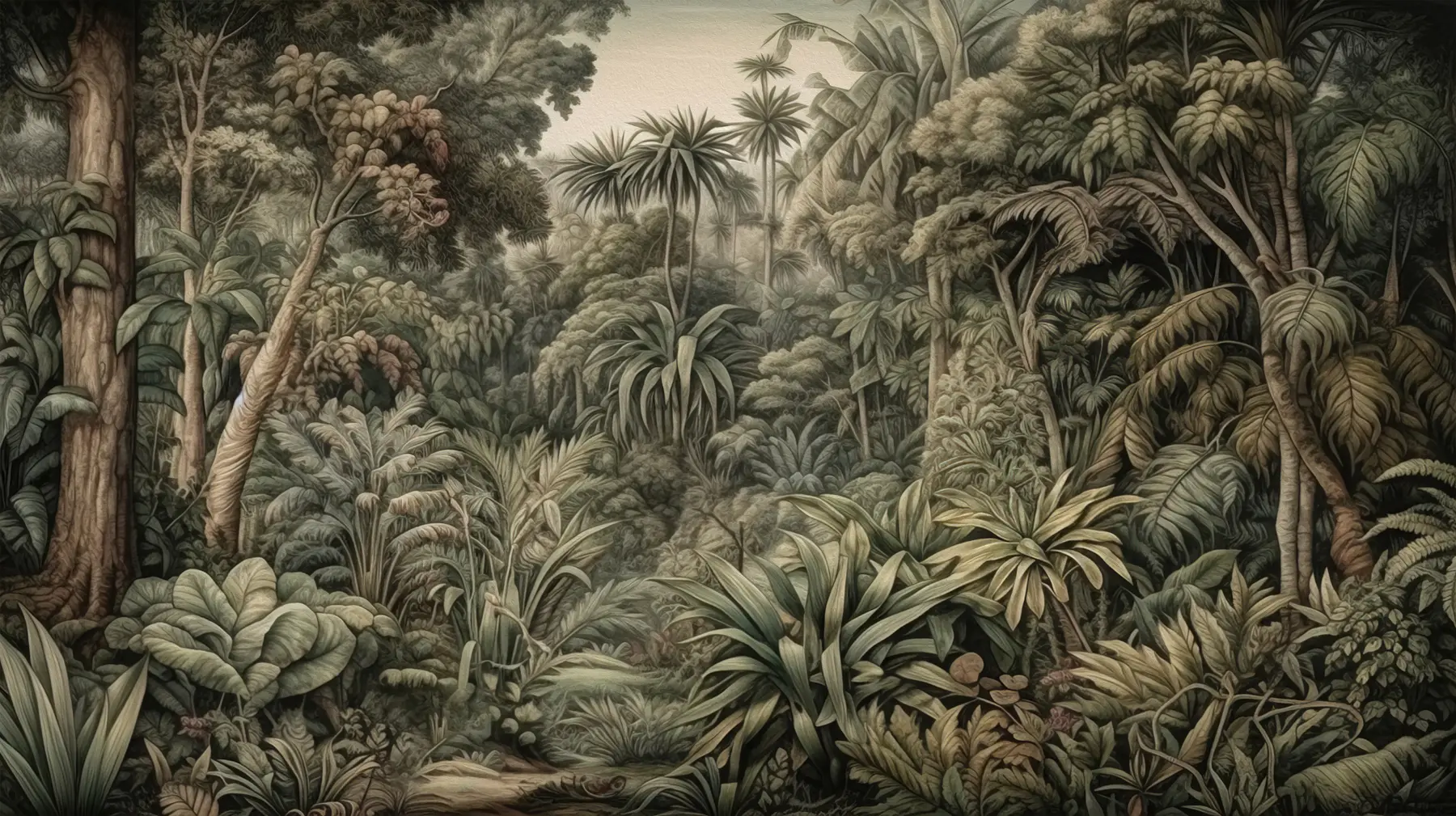 Fototapetes Skaisti abstrakti zaļi džungļi ar tropu lapām u96093