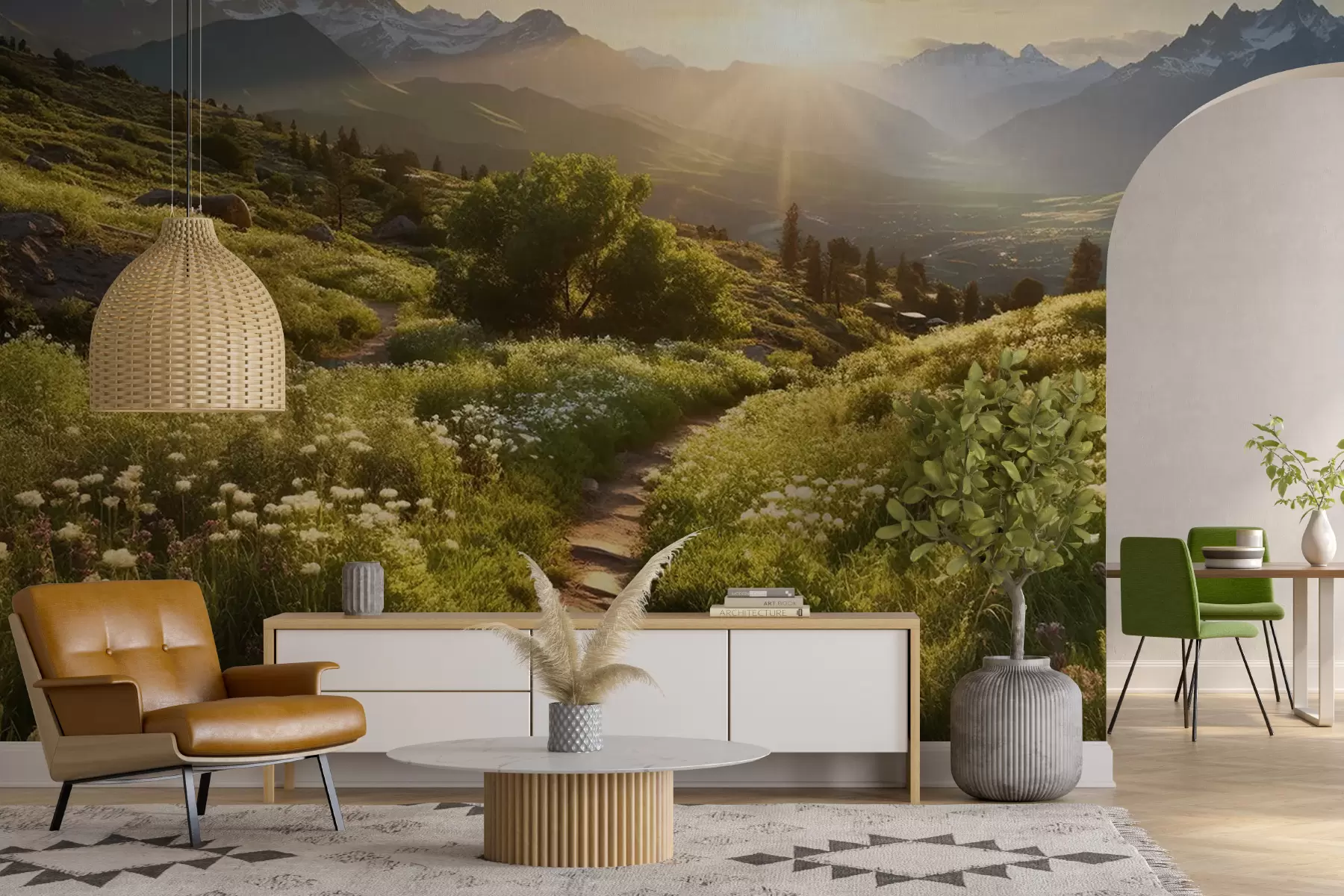 Fototapetes Kalnu ainava saulriets u96209