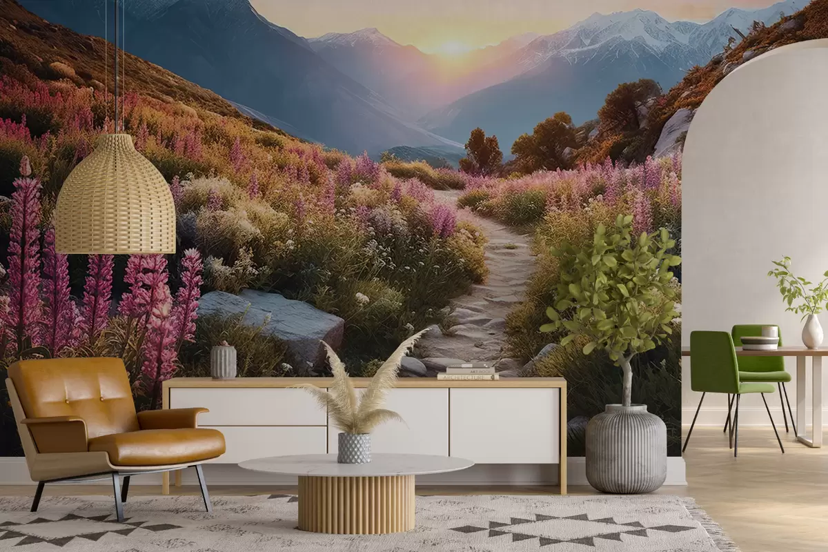 Fototapetes Kalnu ainava burvju ziedi u96210