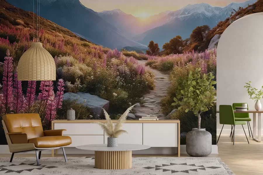 Fototapetes Kalnu ainava burvju ziedi u96210