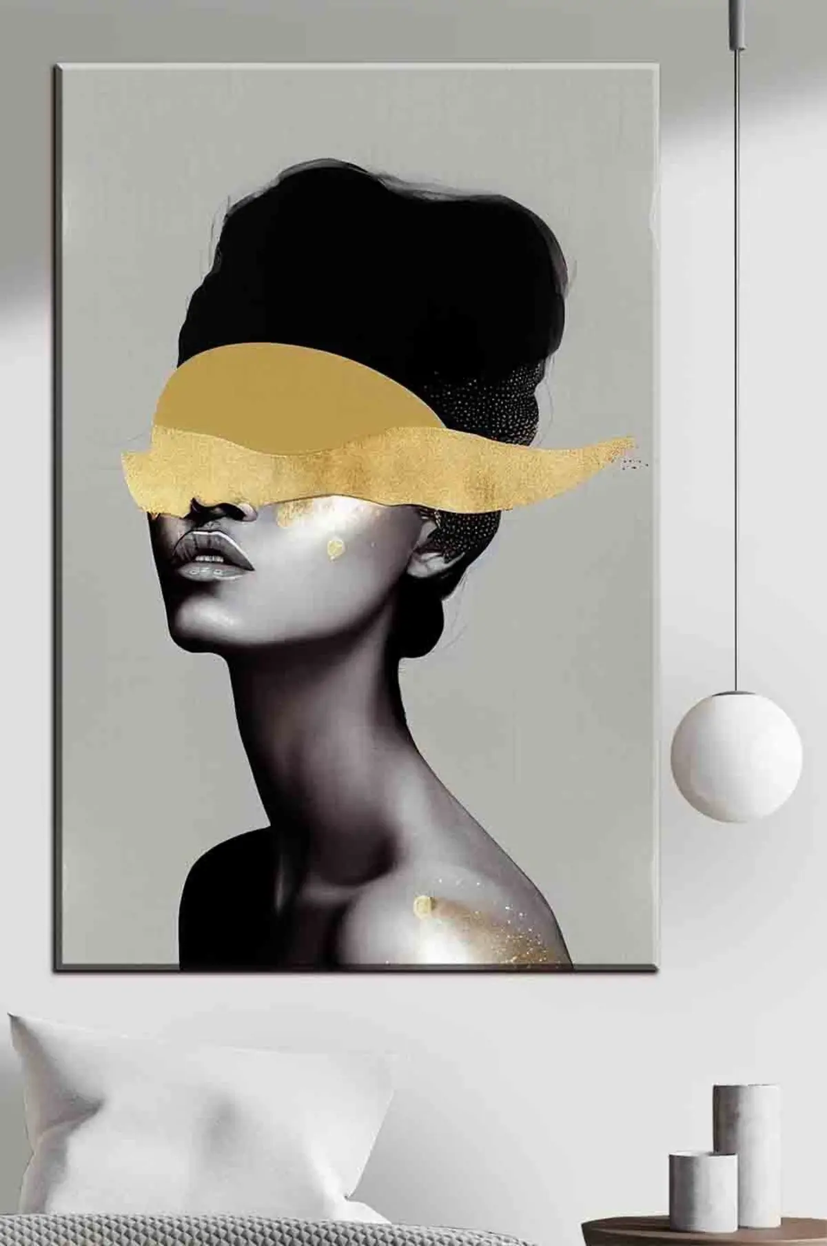 Glezna Attēls ar jaunu sievieti ar krāsu uz sejas s34862