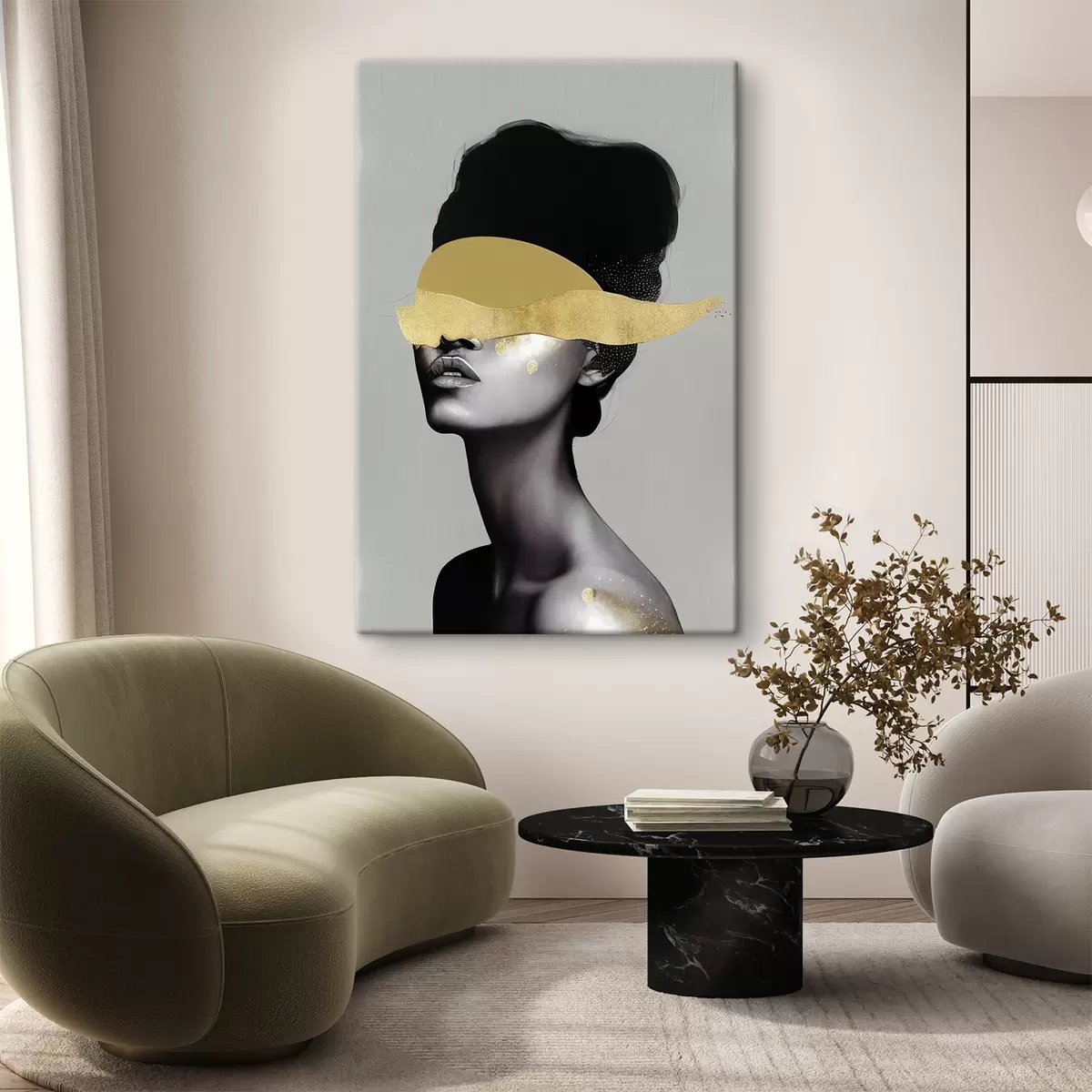 Glezna Attēls ar jaunu sievieti ar krāsu uz sejas s34862