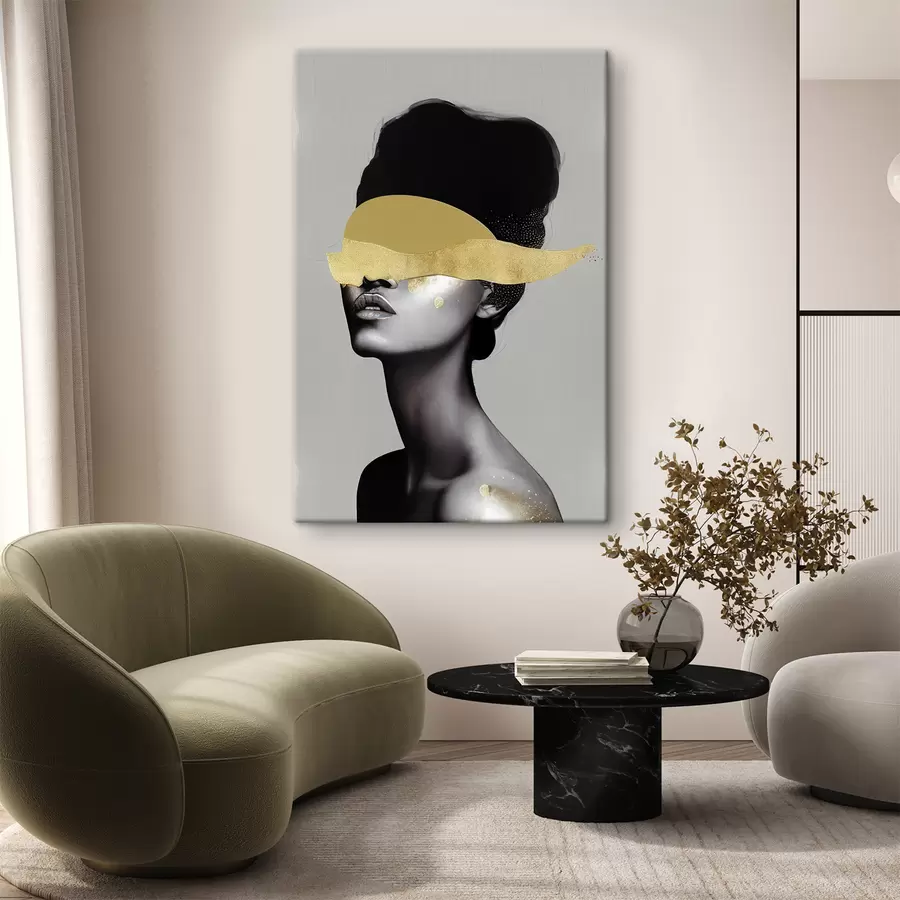 Glezna Attēls ar jaunu sievieti ar krāsu uz sejas s34862