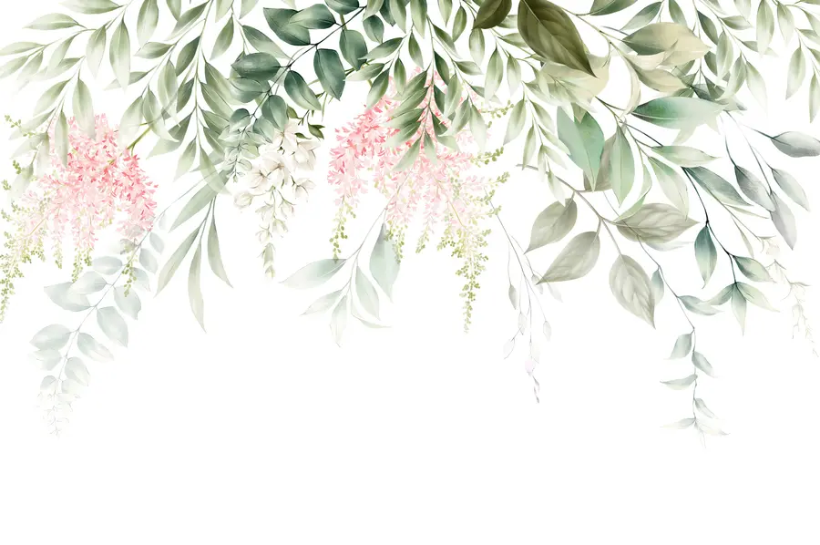 Fototapetes Lapotnes ar rozā ziediem u95923