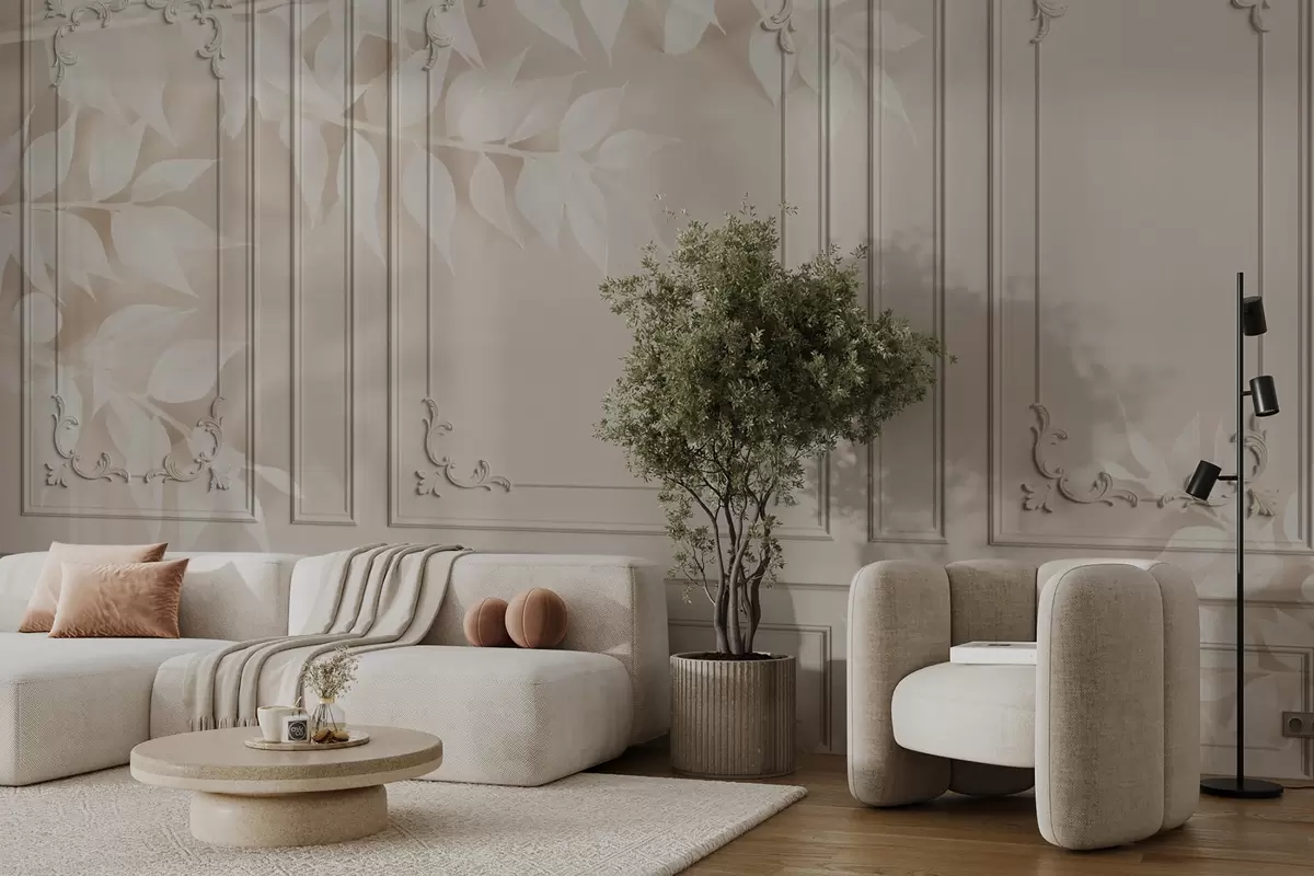 Fototapetes Klasiskie angļu Boiserie paneļi ar lapām u96165