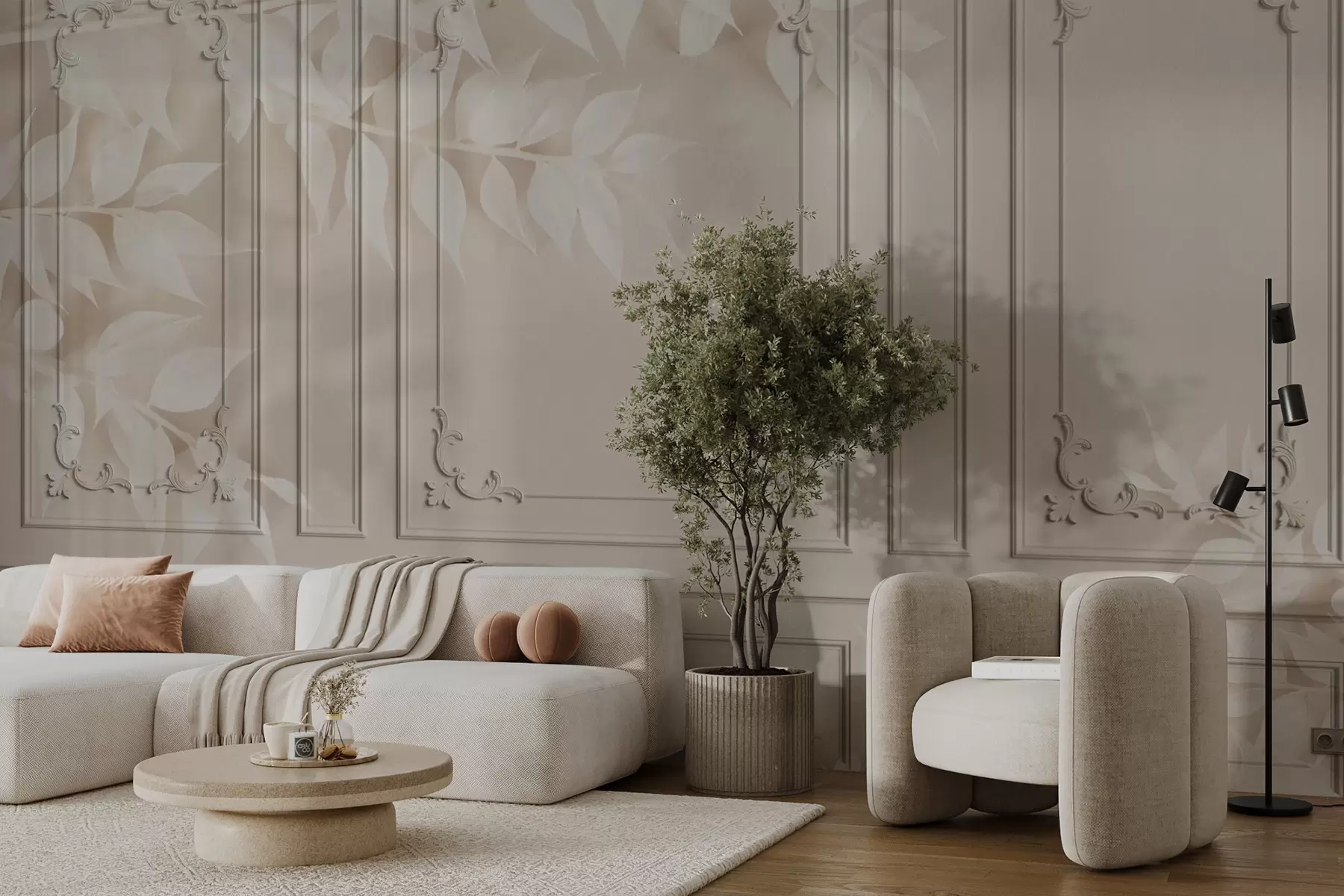 Fototapetes Klasiskie angļu Boiserie paneļi ar lapām u96165