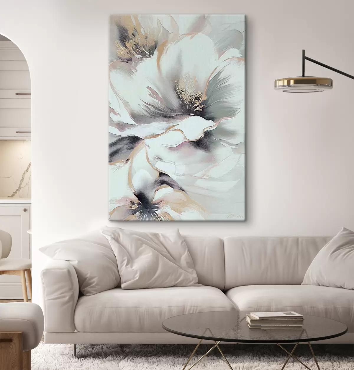 Glezna Ziedu raksts ar lapām, augiem un bambusu s35428