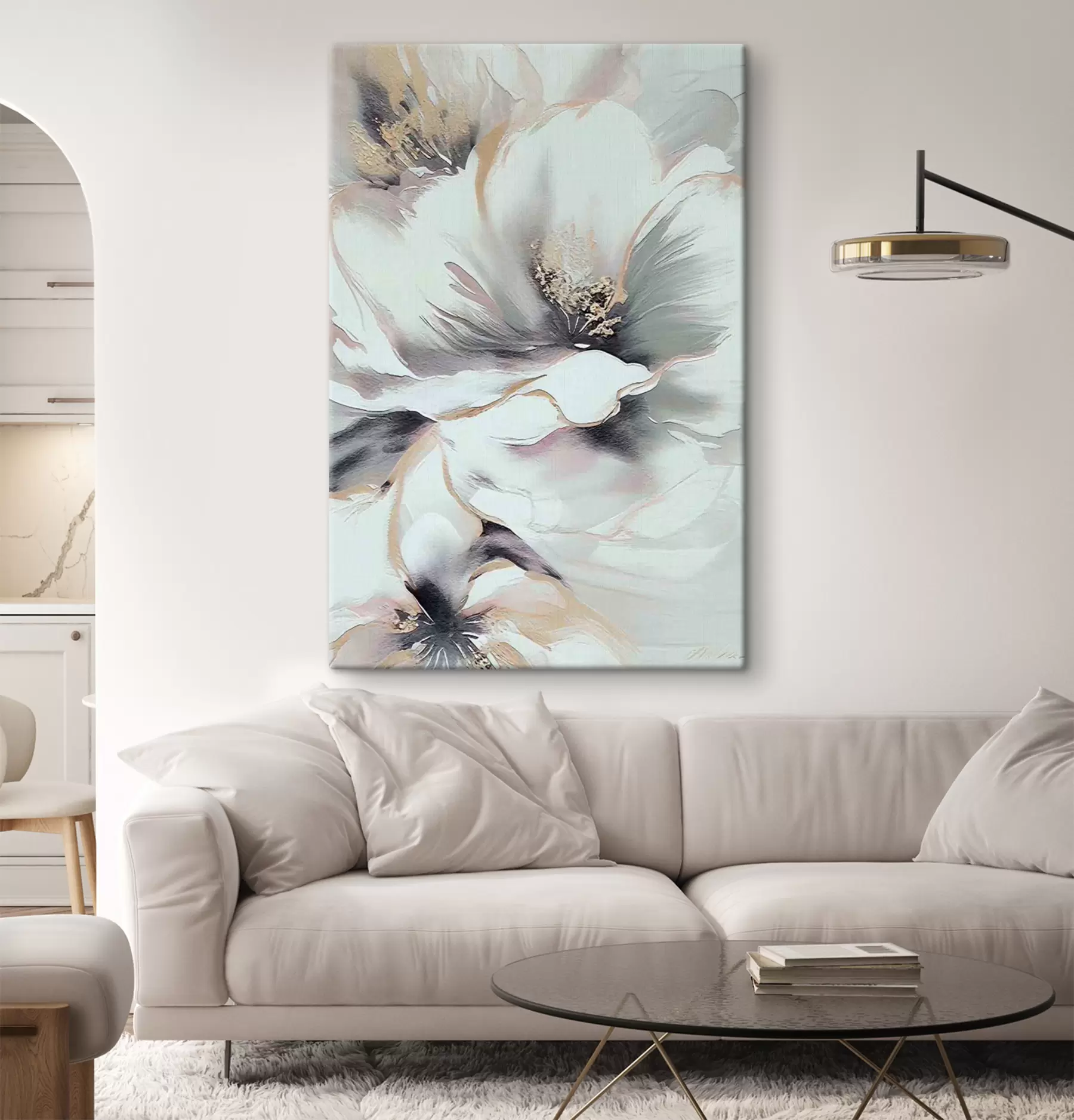 Fototapetes Ziedu raksts ar lapām, augiem un bambusu s35428