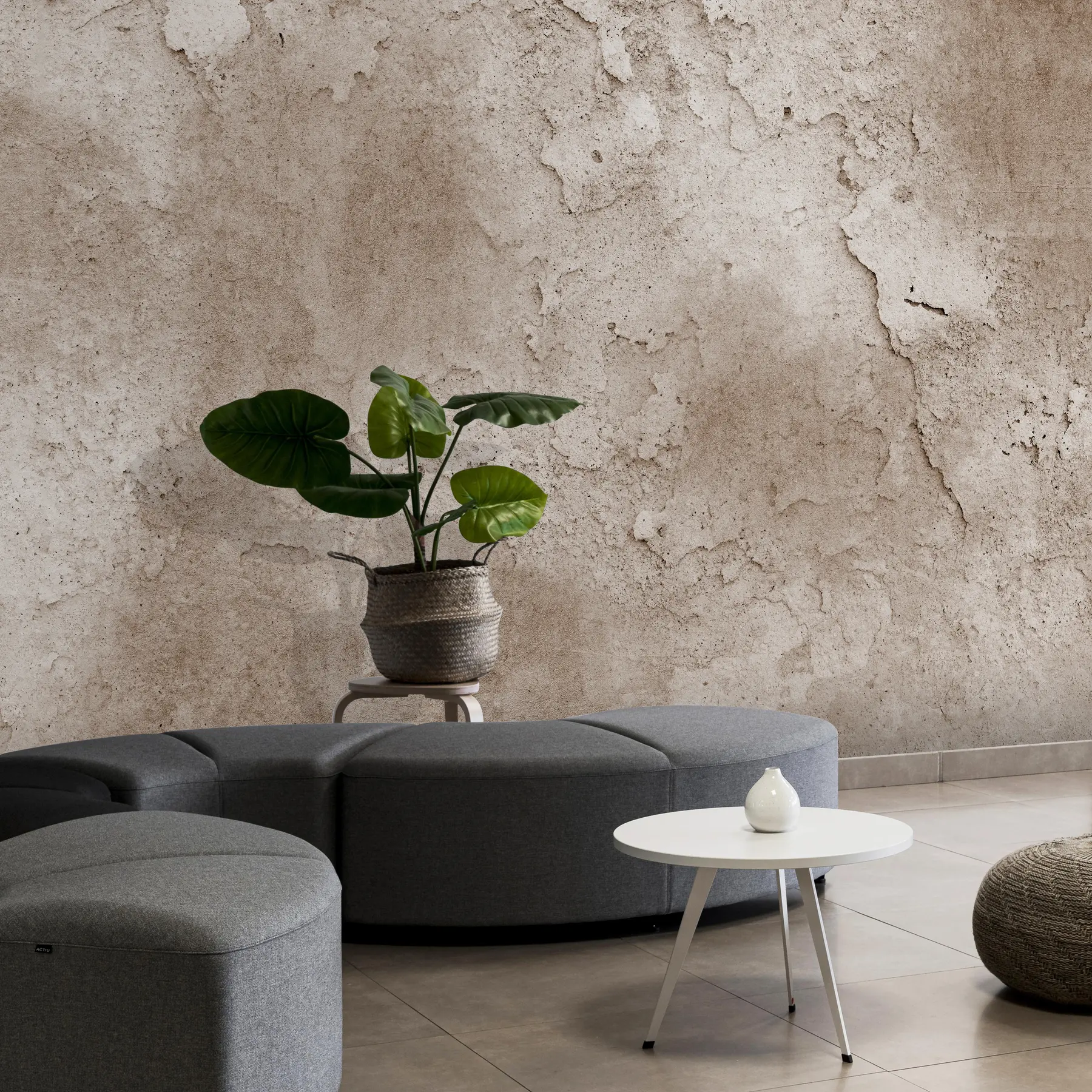 Fototapetes Brūna betona siena ar nelīdzenām malām u97237