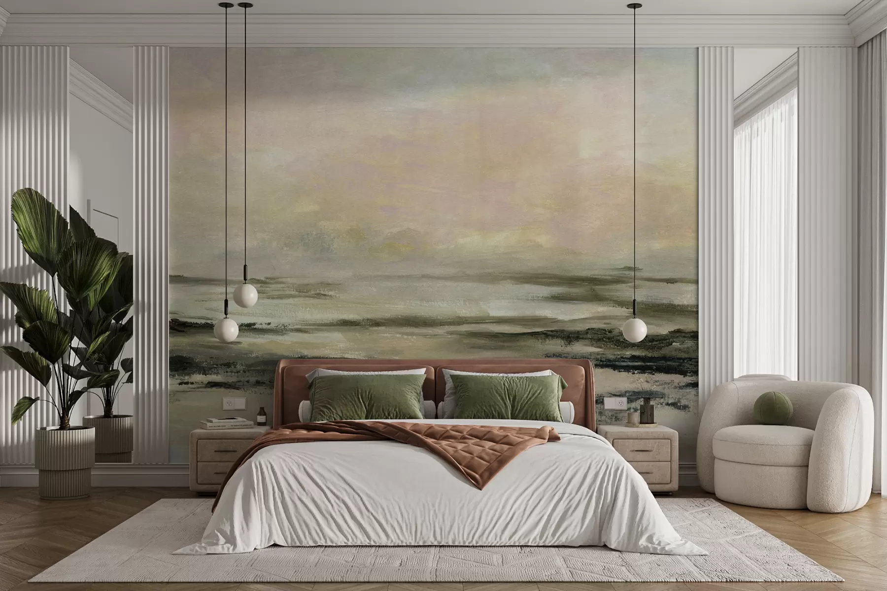 Fototapetes Saulriets tropu pludmalē stilīgs minimālisms un bēniņi u97451