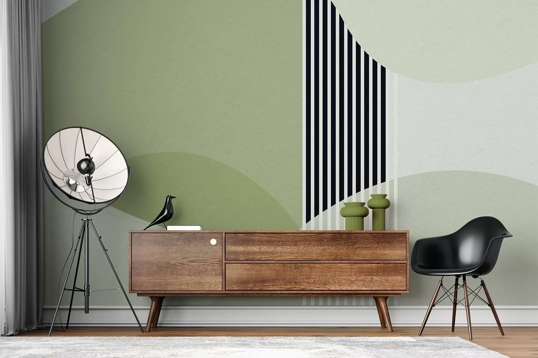 Fototapetes Abstrakts retro stils zaļā krāsā u74075v3