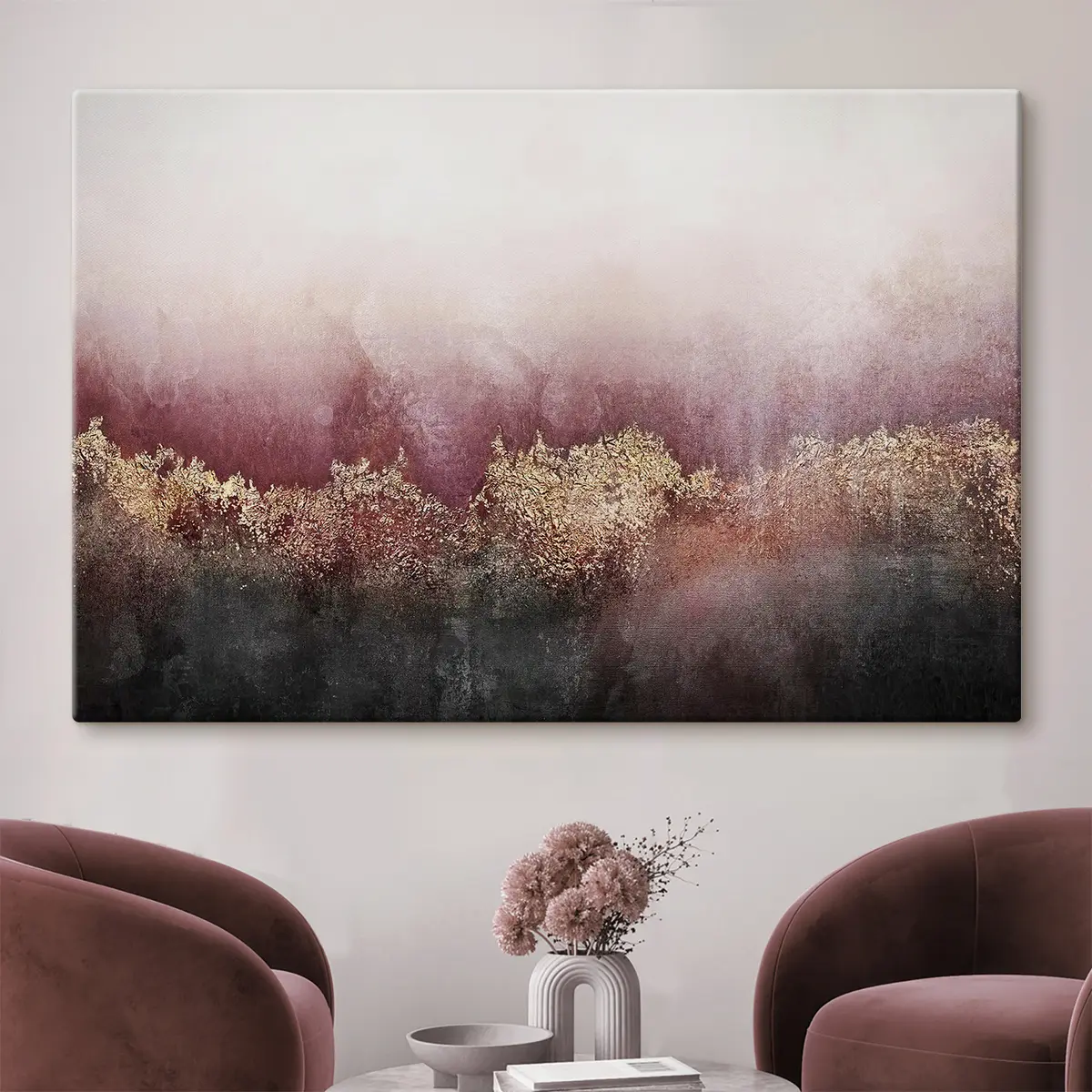 Glezna Abstrakcija bordo un melnā krāsā s35844