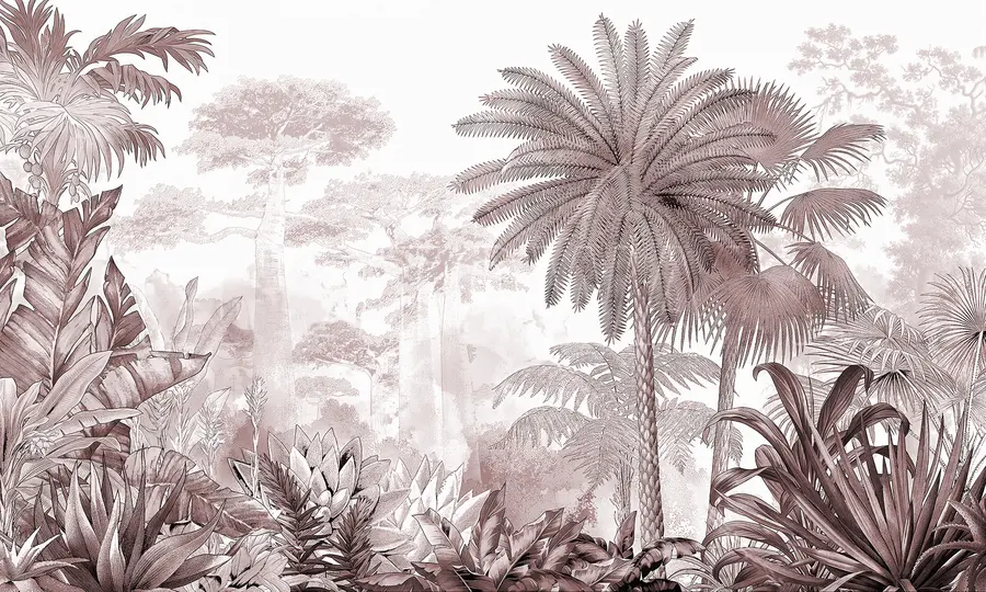 Fototapetes Tropos. Tušas zīmējums violetās krāsās u59041v3