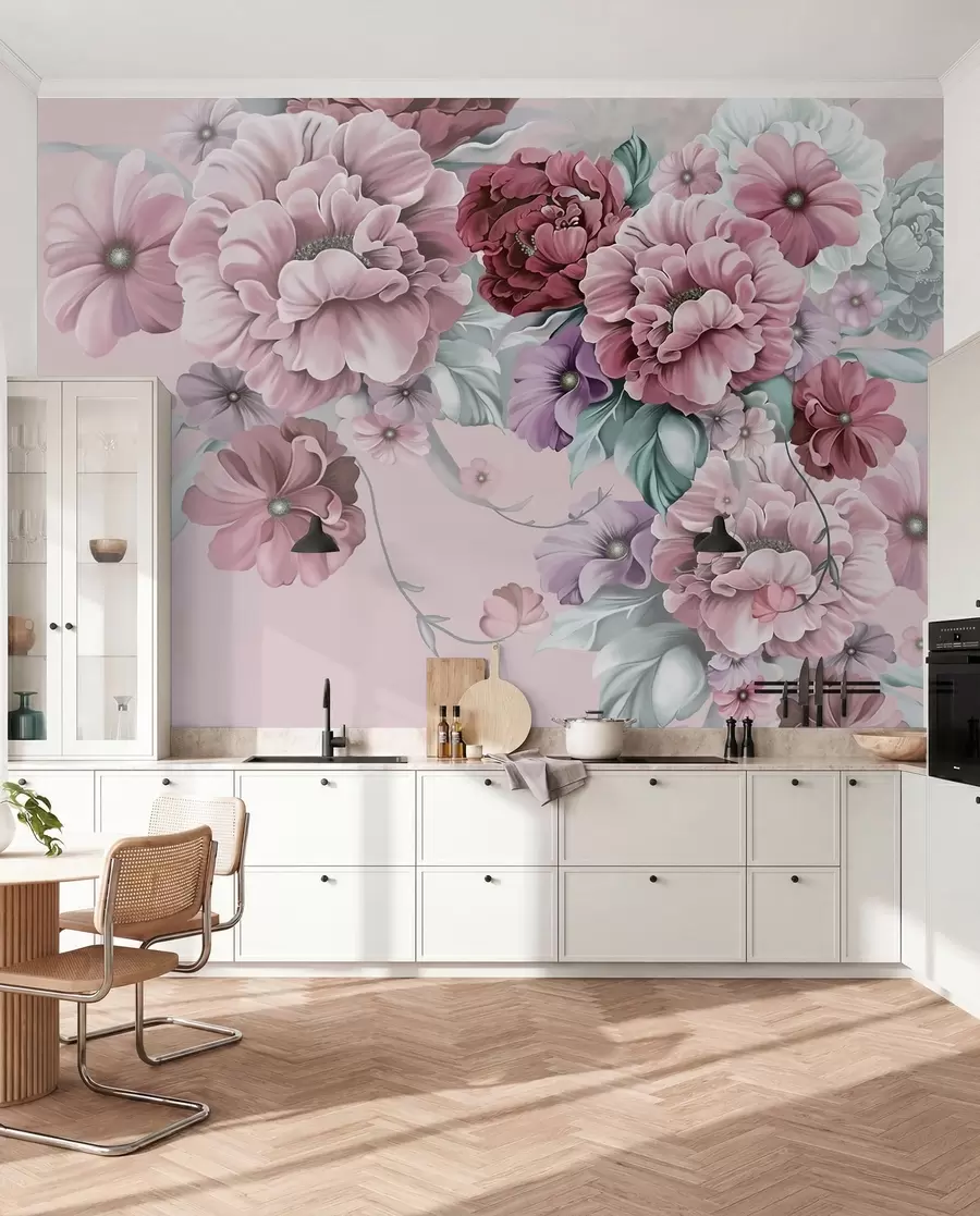 Fototapetes Delikāti zili ziedi rozā krāsās u59900v1
