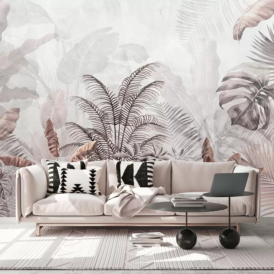 Fototapetes Palmas pelēkā krāsā pelēki brūnās krāsās u71284v2