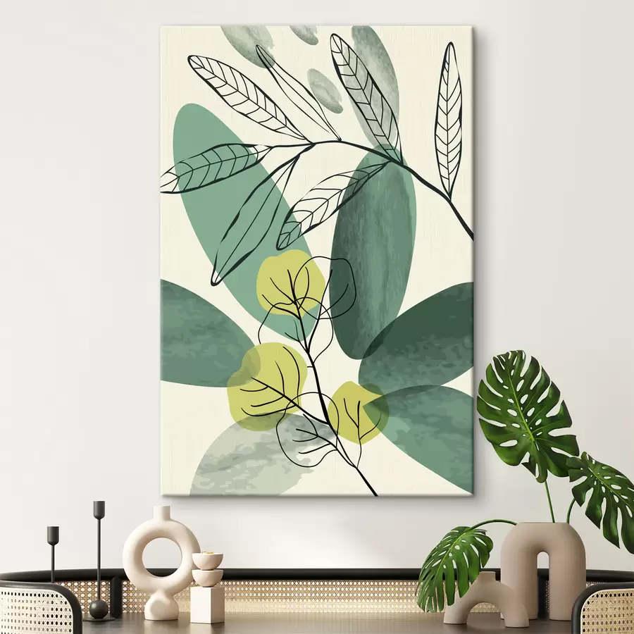 Glezna Akvareļkrāsas zīmējums ar boho lapām s36106