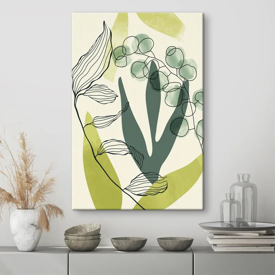 Glezna Abstraktie akvareļkrāsas ziedi un lapas s36133