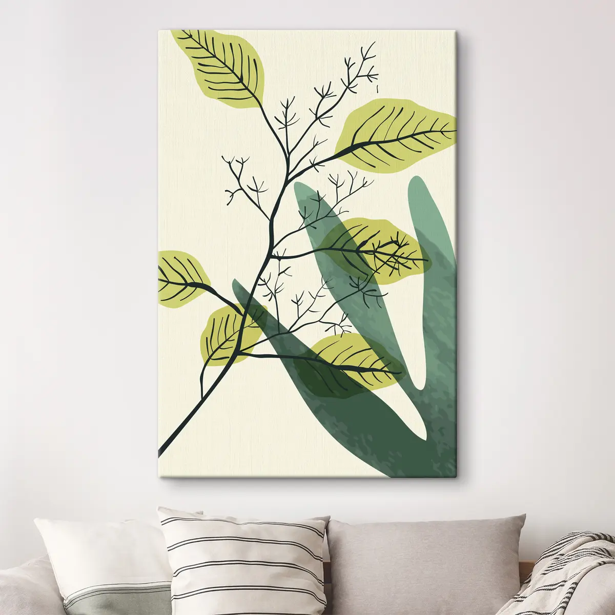 Glezna Akvareļglezniecība ar dzeltenām lapām un zaru s36134