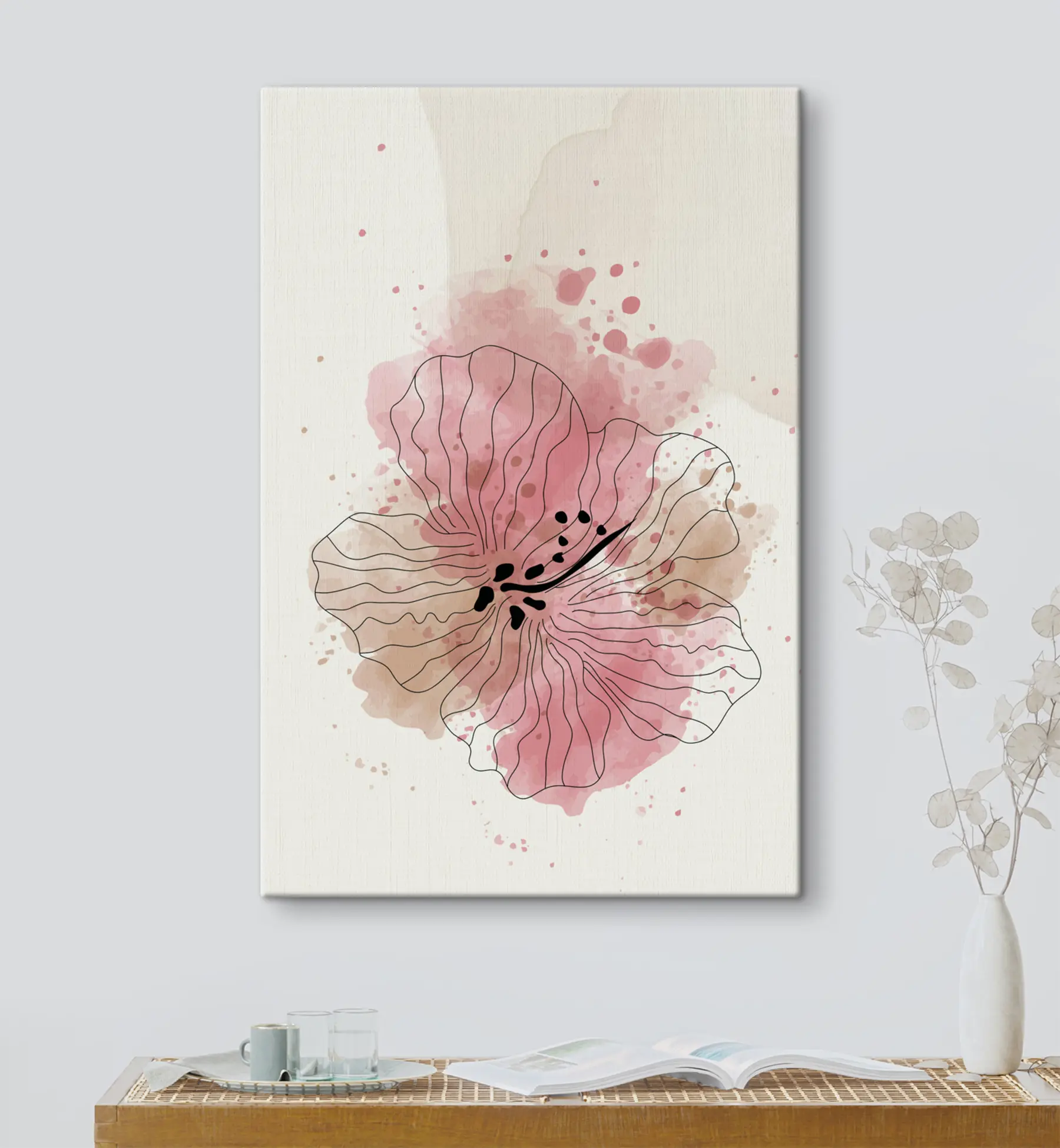 Glezna Rozā sārtums akvarelī s36136