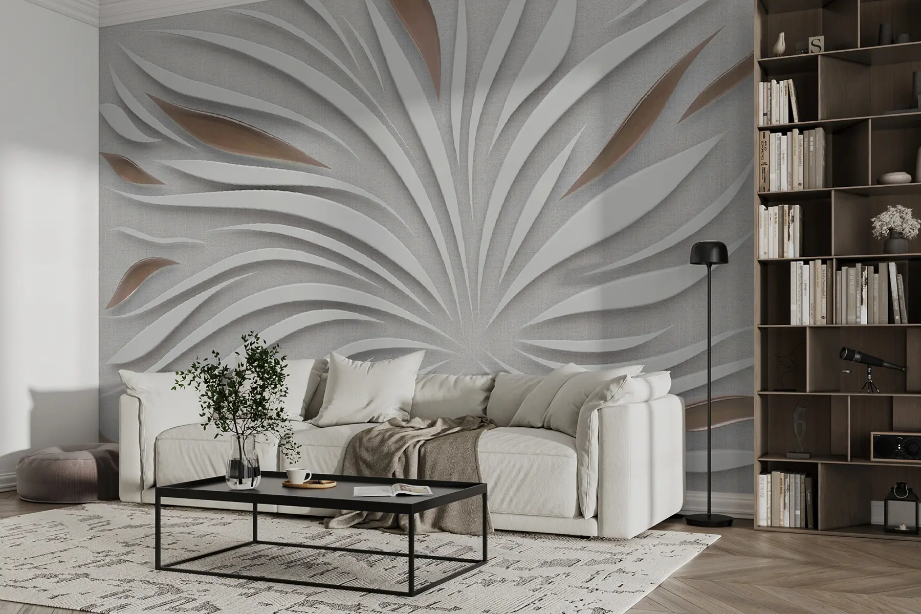 Fototapetes Abstrakts zieds uz auduma brūnās krāsās u06452v1