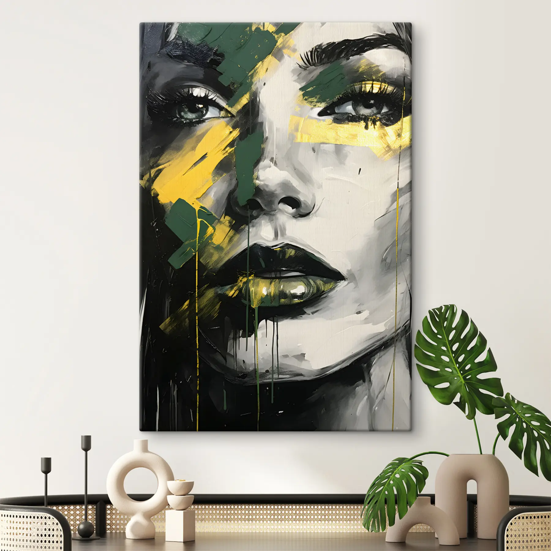 Fototapetes Sievietes portrets ar acu un lūpu detaļām s36157