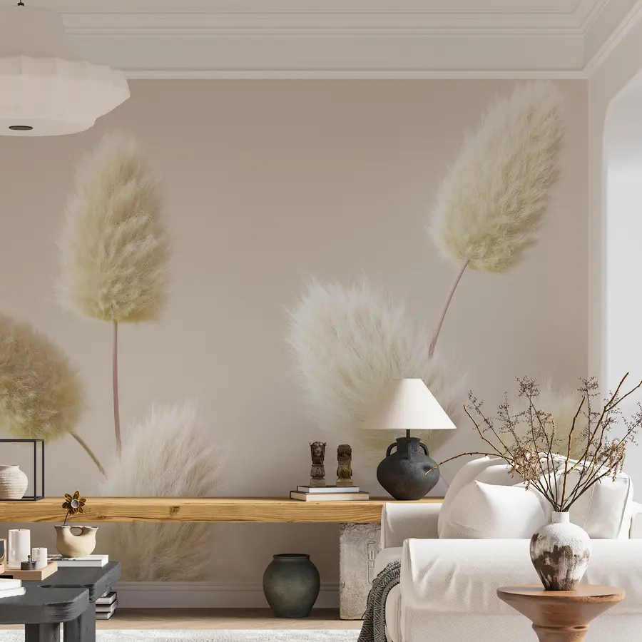 Fototapetes Moderns bēšs žāvēti ziedi boho stilā u98432v1