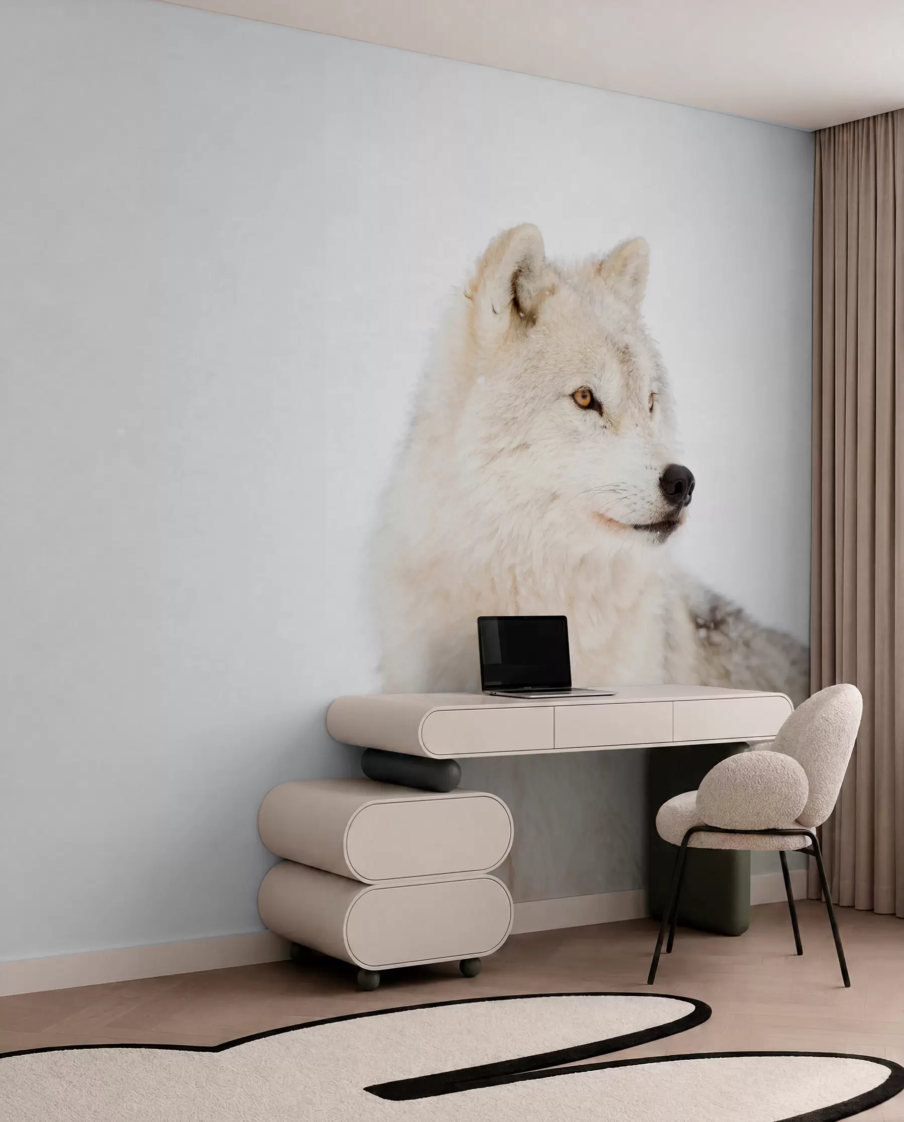Fototapetes Arktikas vilks uz balta fona u98189