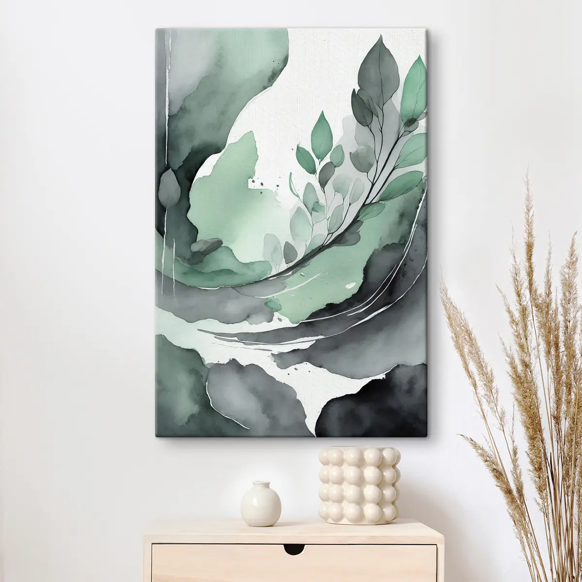 Glezna Mierīga zaļā krāsa plūstošā harmonijā s36502