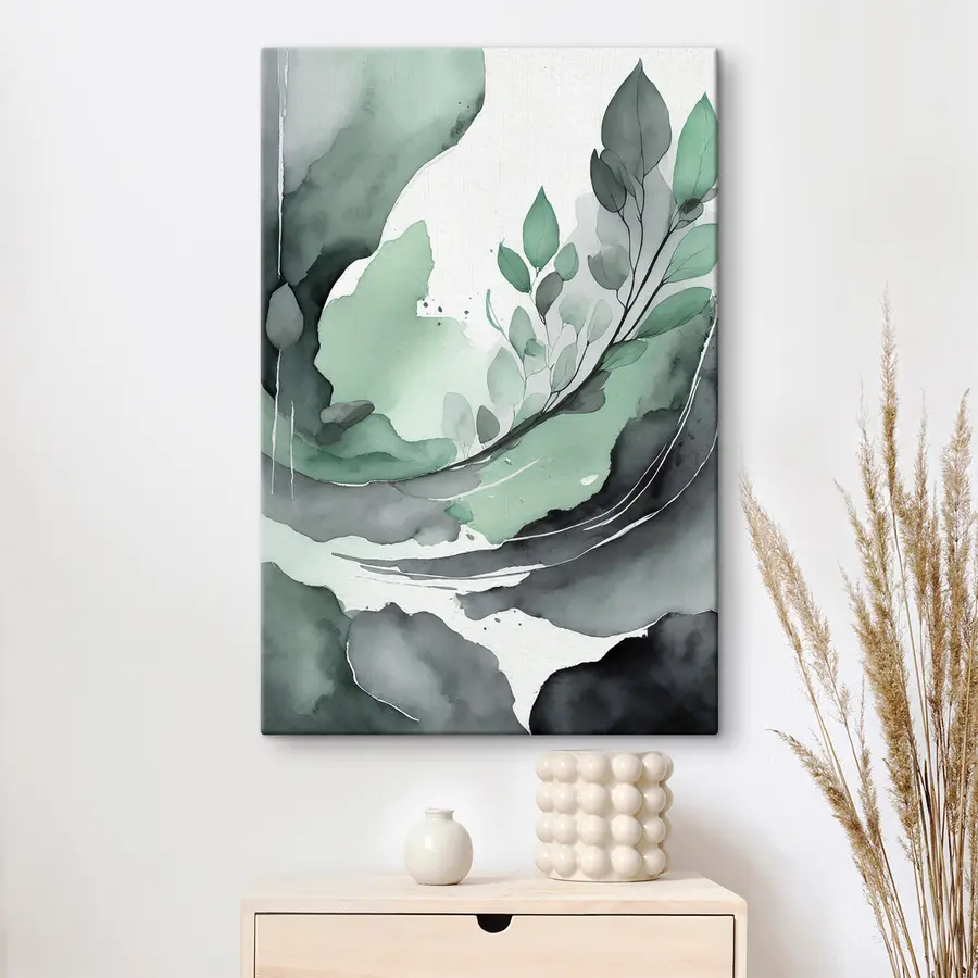 Glezna Mierīga zaļā krāsa plūstošā harmonijā s36502