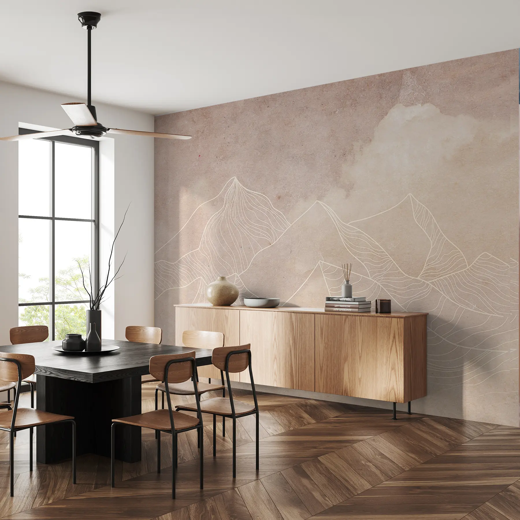 Fototapetes Grunge tekstūra ar abstraktiem kalniem, smilškrāsas krāsa, dabas tēma Māksla u98839