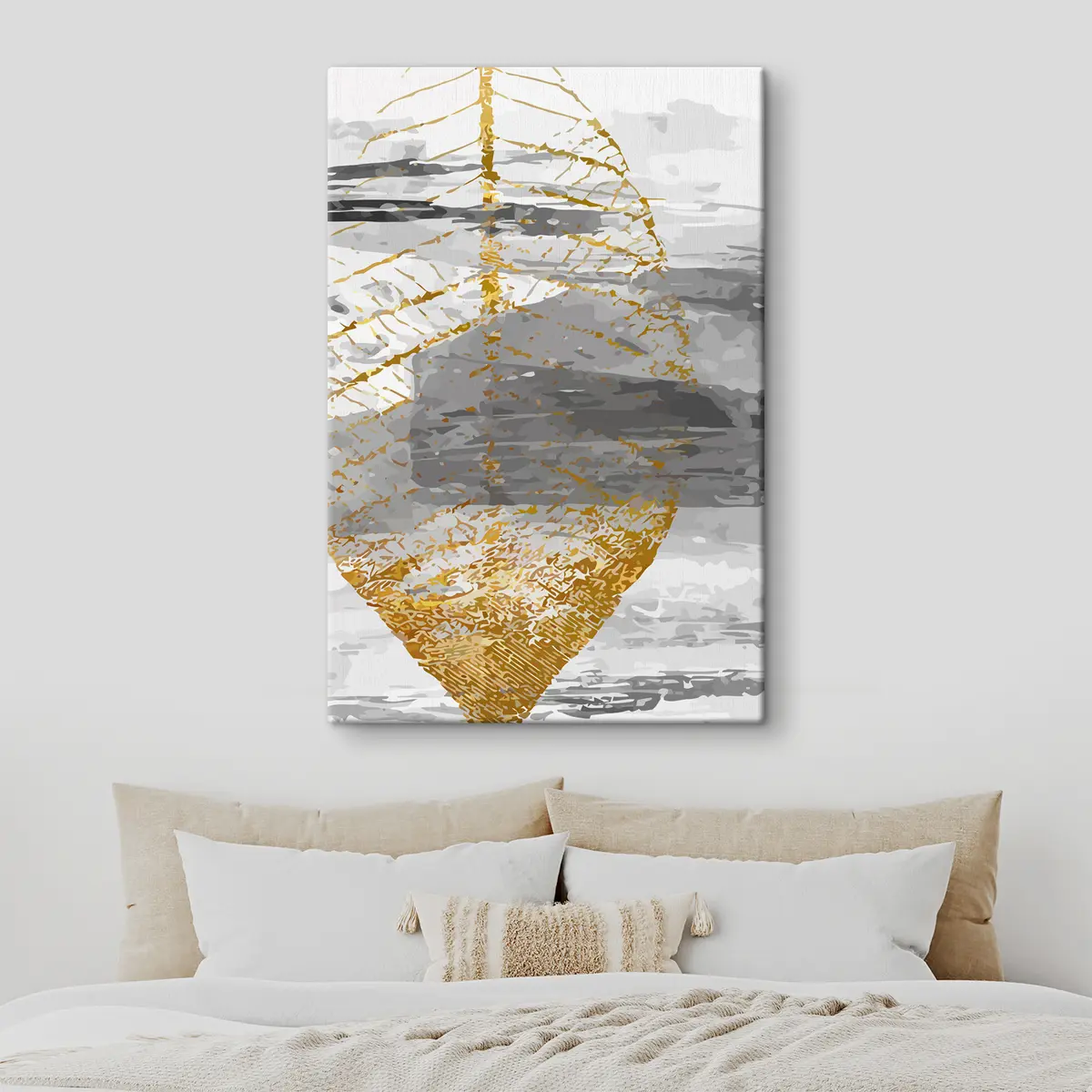 Glezna Māksliniecisks lapu dizains neitrālos toņos s36483