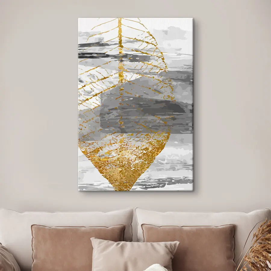 Glezna Māksliniecisks lapu dizains neitrālos toņos s36483