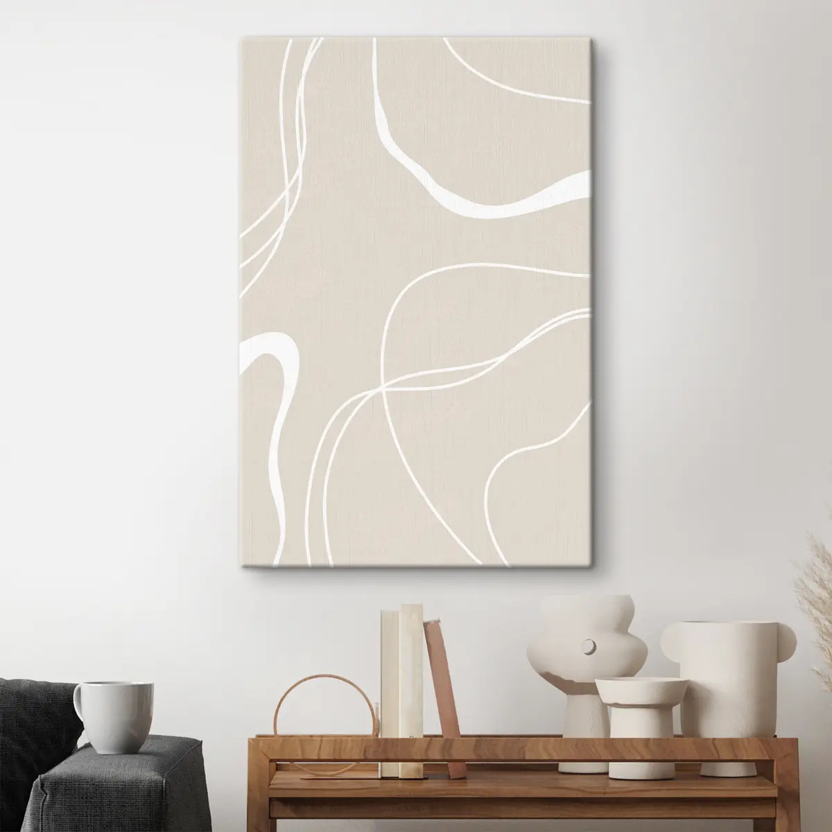 Glezna Abstraktas līknes uz maiga fona s36489