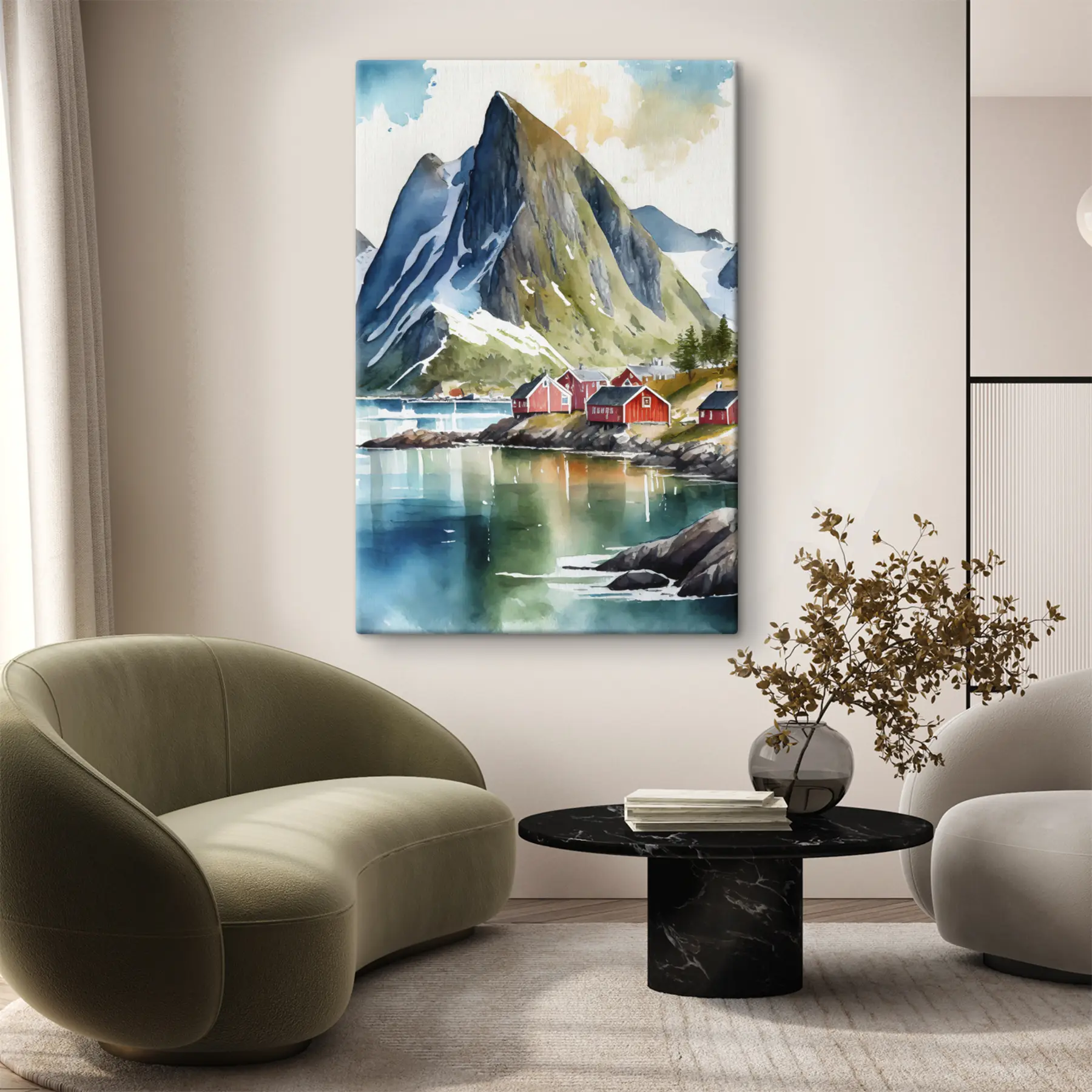 Glezna Majestātiskas kalni pie rāmiem ūdeņiem s36685